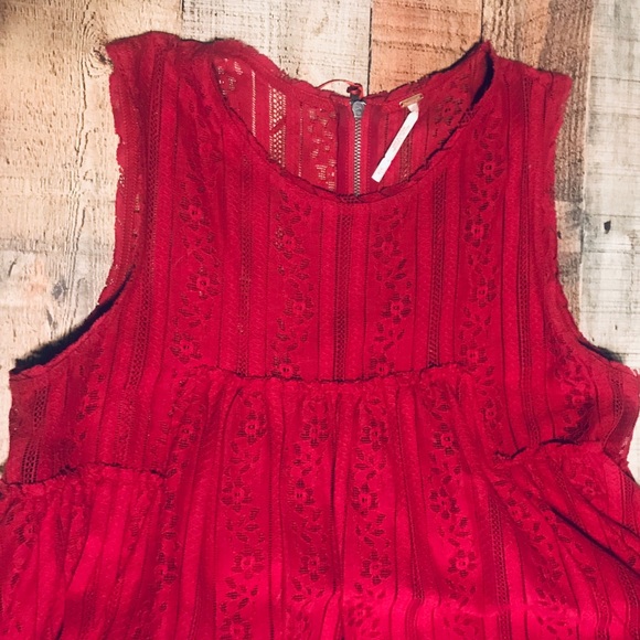 Free People Tu Es La eyelet dress- Ruby Red - Picture 3 of 8